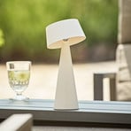Lampa stołowa LED Solino, biała, zasilanie słoneczne/USB, 26 cm, IP44