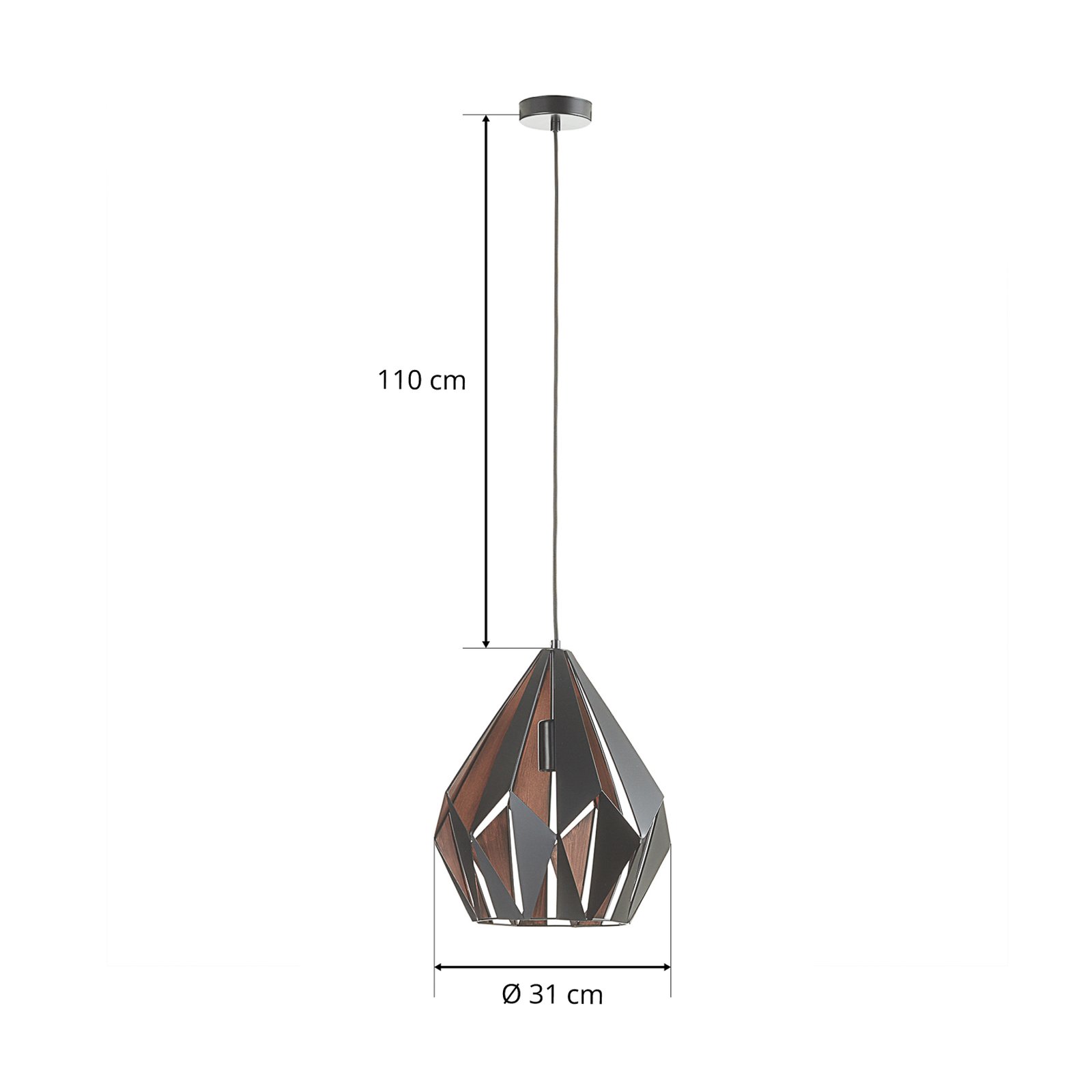 Żyrandol Carlton czarny-miedziany Ø 31 cm