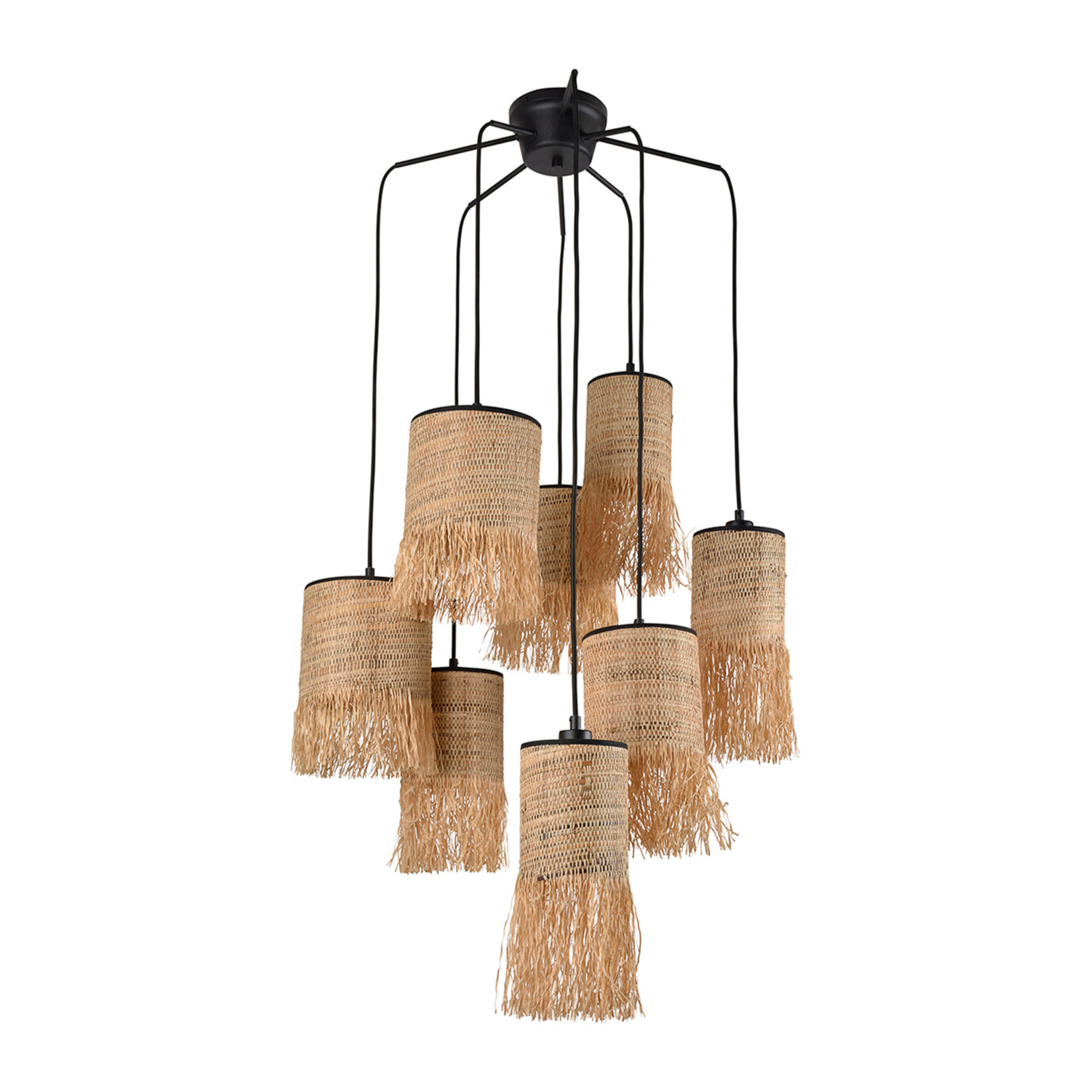 Lampada a sospensione Formentera Ø 50 cm, fibra di palma, a 8 luci - MARKET SET