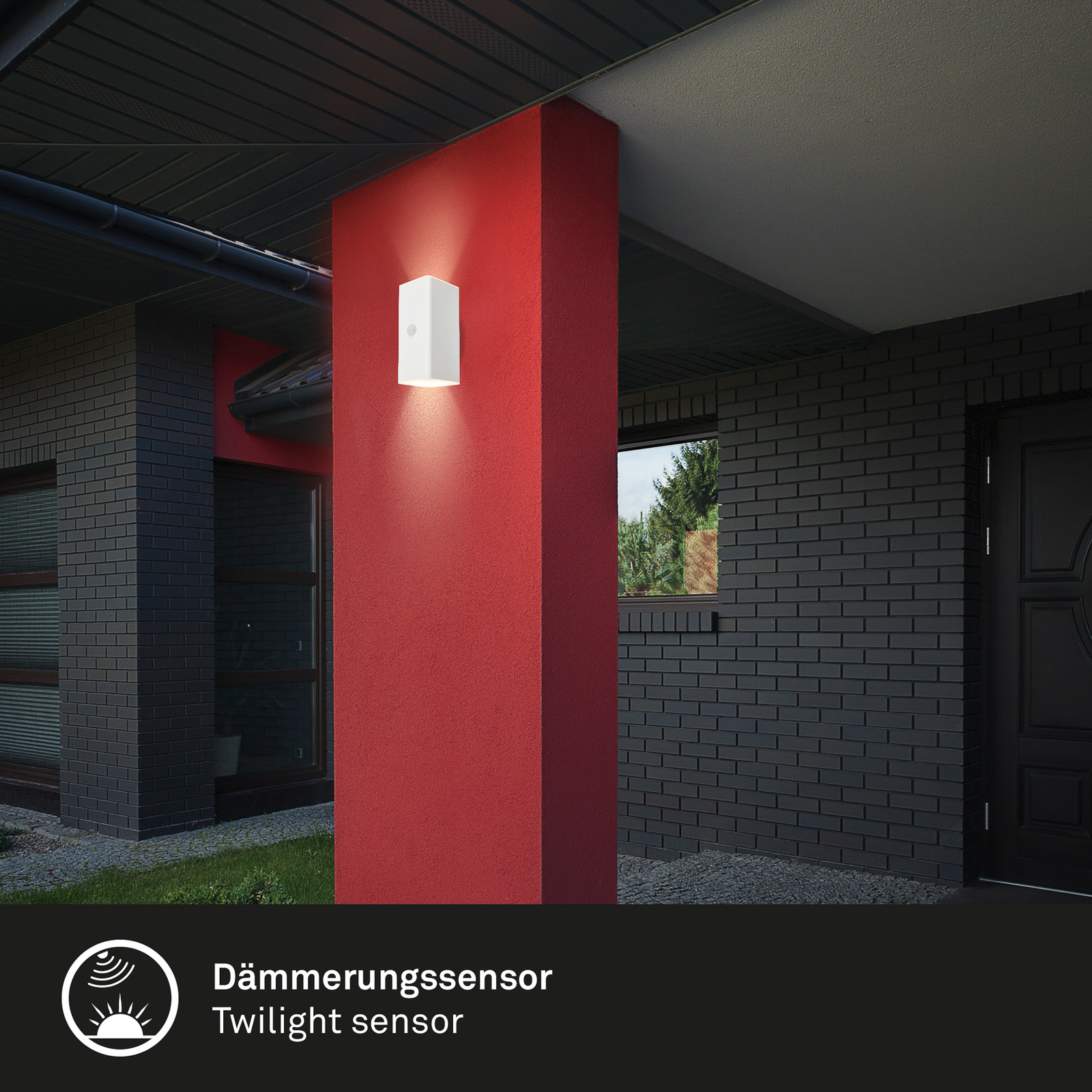 Utendørs vegglampe 3788016, hvit, sensor, opp/ned