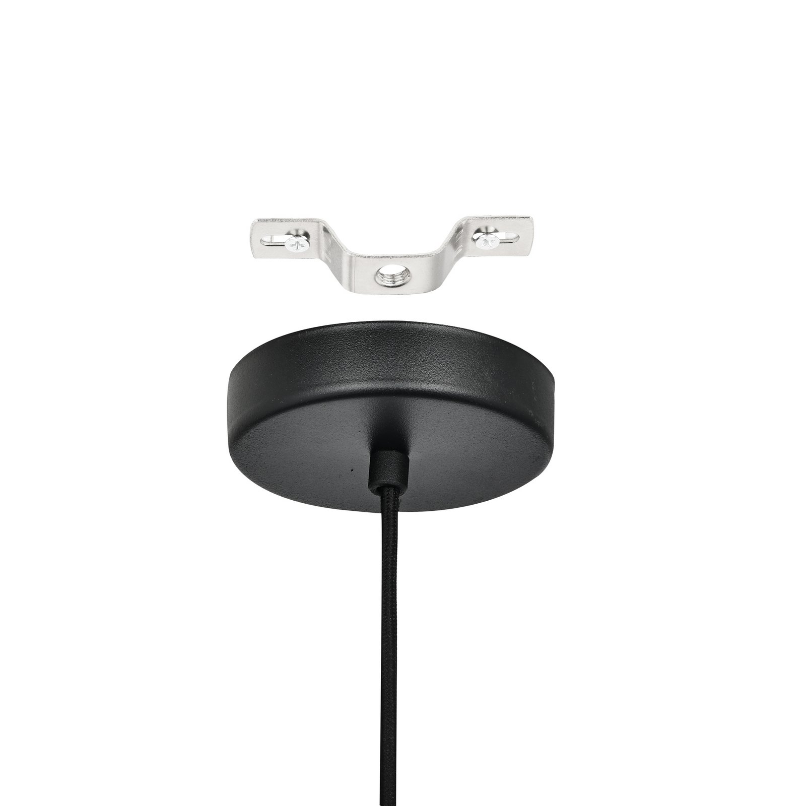 Candeeiro de suspensão Barlaston, Ø 35 cm, preto/cinzento, metal, tecido Candeeiro de suspensão Barlaston, Ø 35 cm, preto/cinzento, metal, tecido