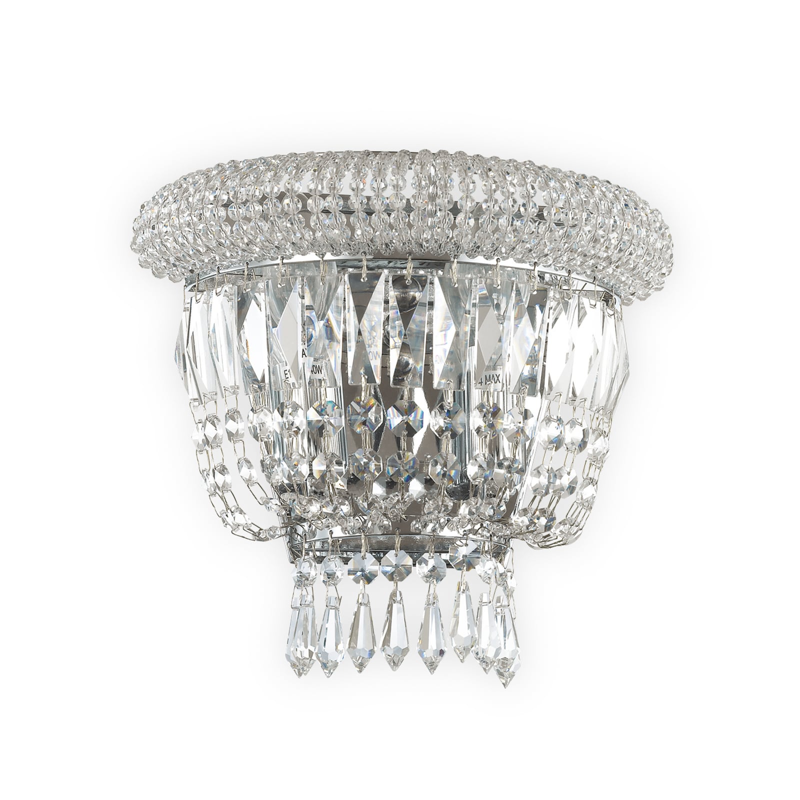 IDEAL LUX stenska svetilka Dubai, krom/prozorno, širina 25 cm, kristal IDEAL LUX stenska svetilka Dubai, krom/prozorno, širina 25 cm, kristal