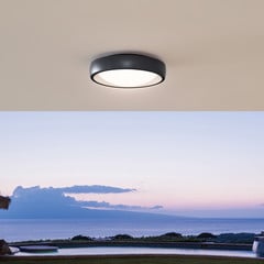 Lindby LED vonkajšie stropné svietidlo Niniel, čierne, Ø 25 cm