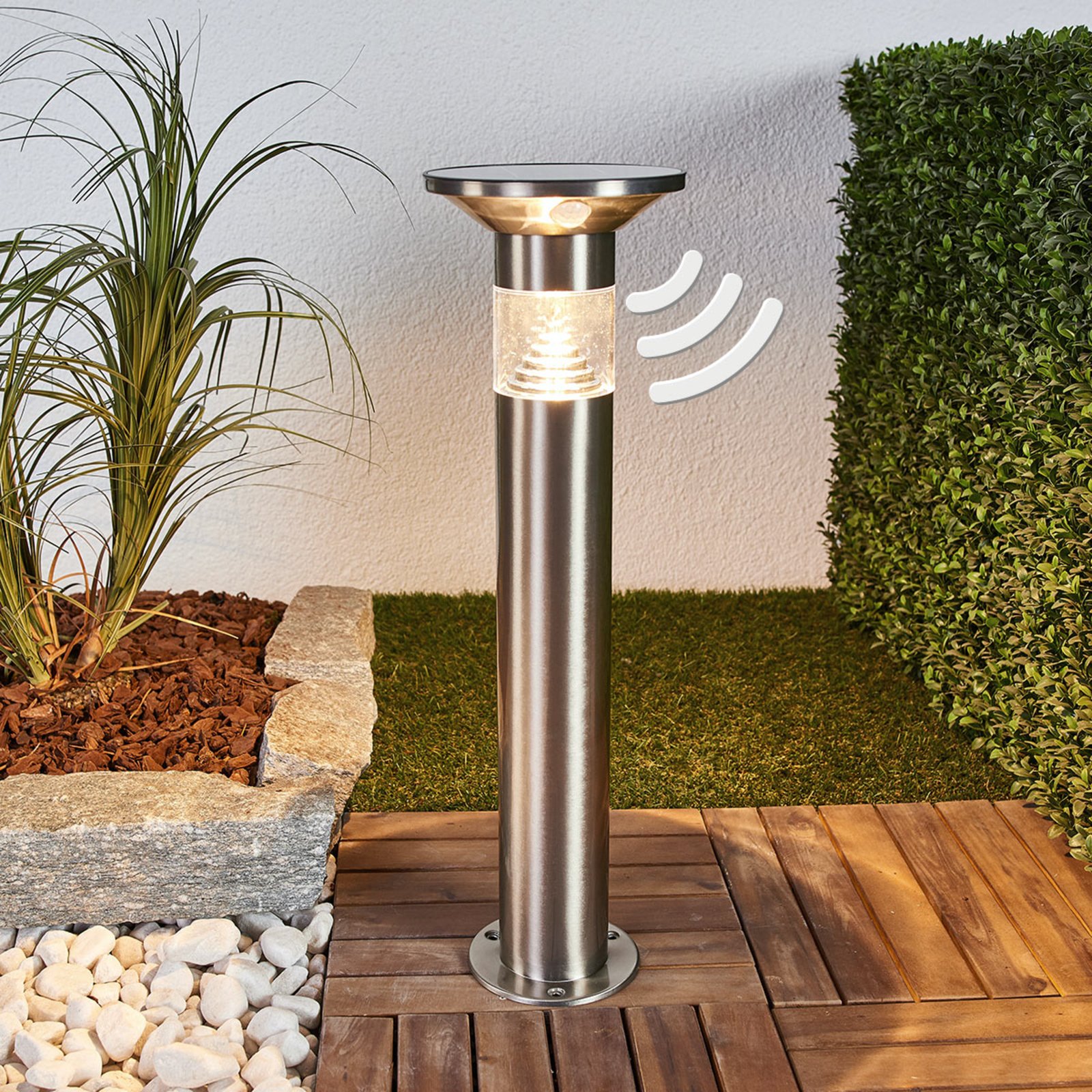 Jalisa LED Solarzelle Gartenleuchte w/Sensor Stainless Steel - Lindby