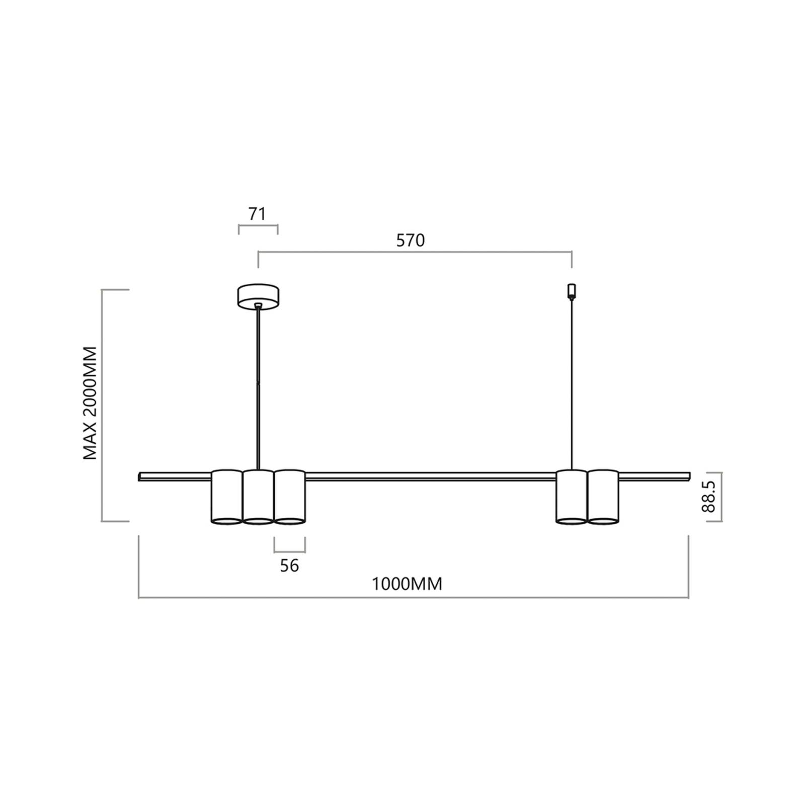 Lampa wisząca Genesis, aluminium czarny/złoty, 5 x GU10, długość 100 cm