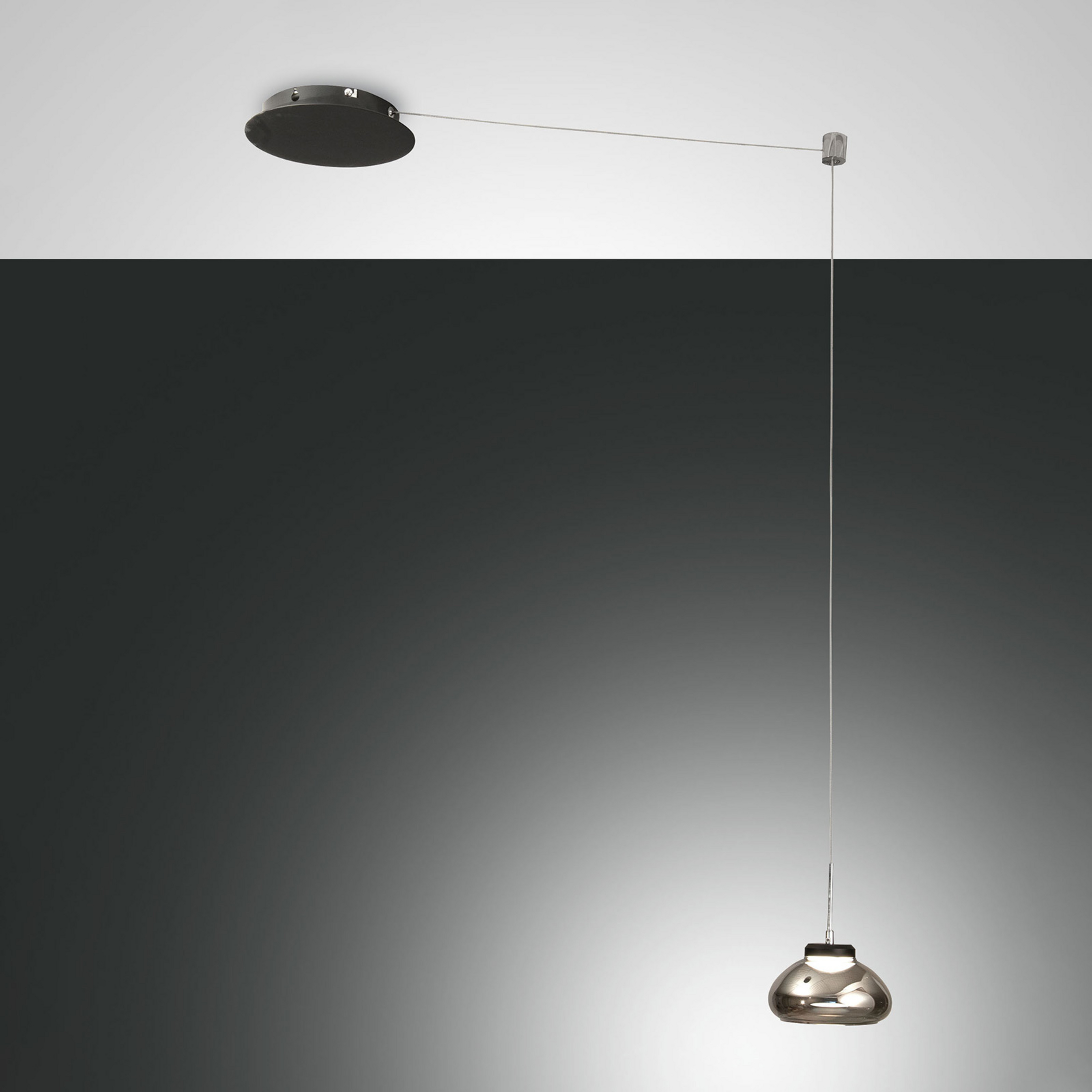 Suspension Arabella décentrée 1 lampe, gris fumée