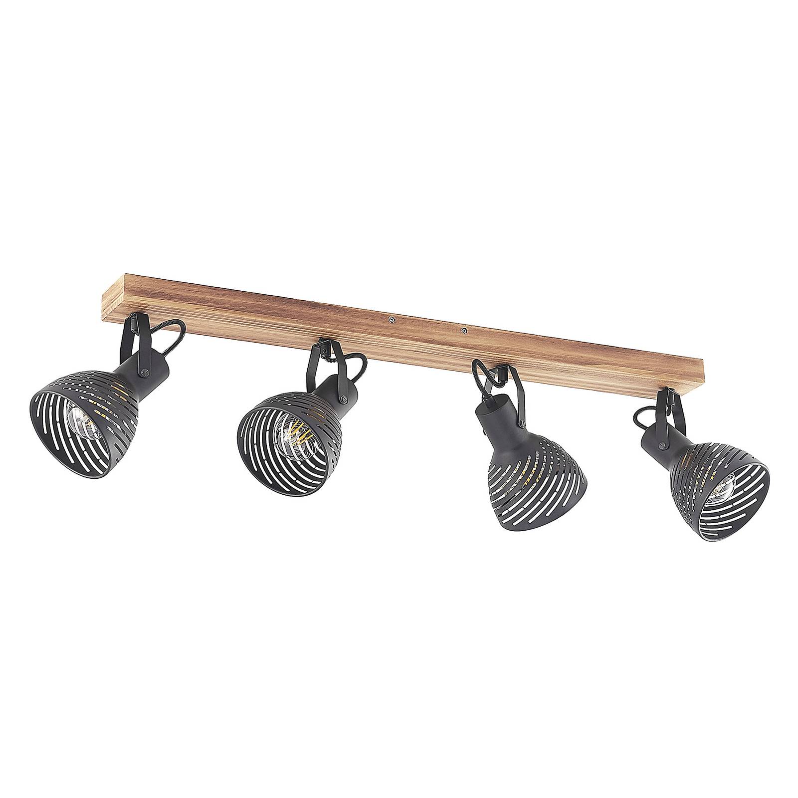 Lindby Raniso ceiling spotlight rubber wood 4-bulb - Living / Dining Room - Ceiling Light - dimmable - Modern - Brown