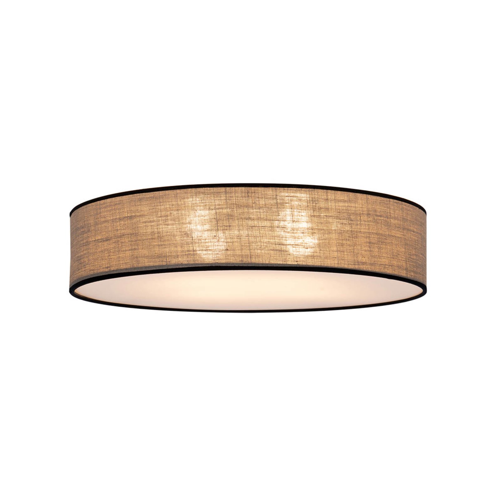 Tubo ceiling lamp, textile shade, beige, round