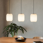 Lampada a sospensione Belgrave, lunghezza 88 cm, bianco/nero, a 3 luci.