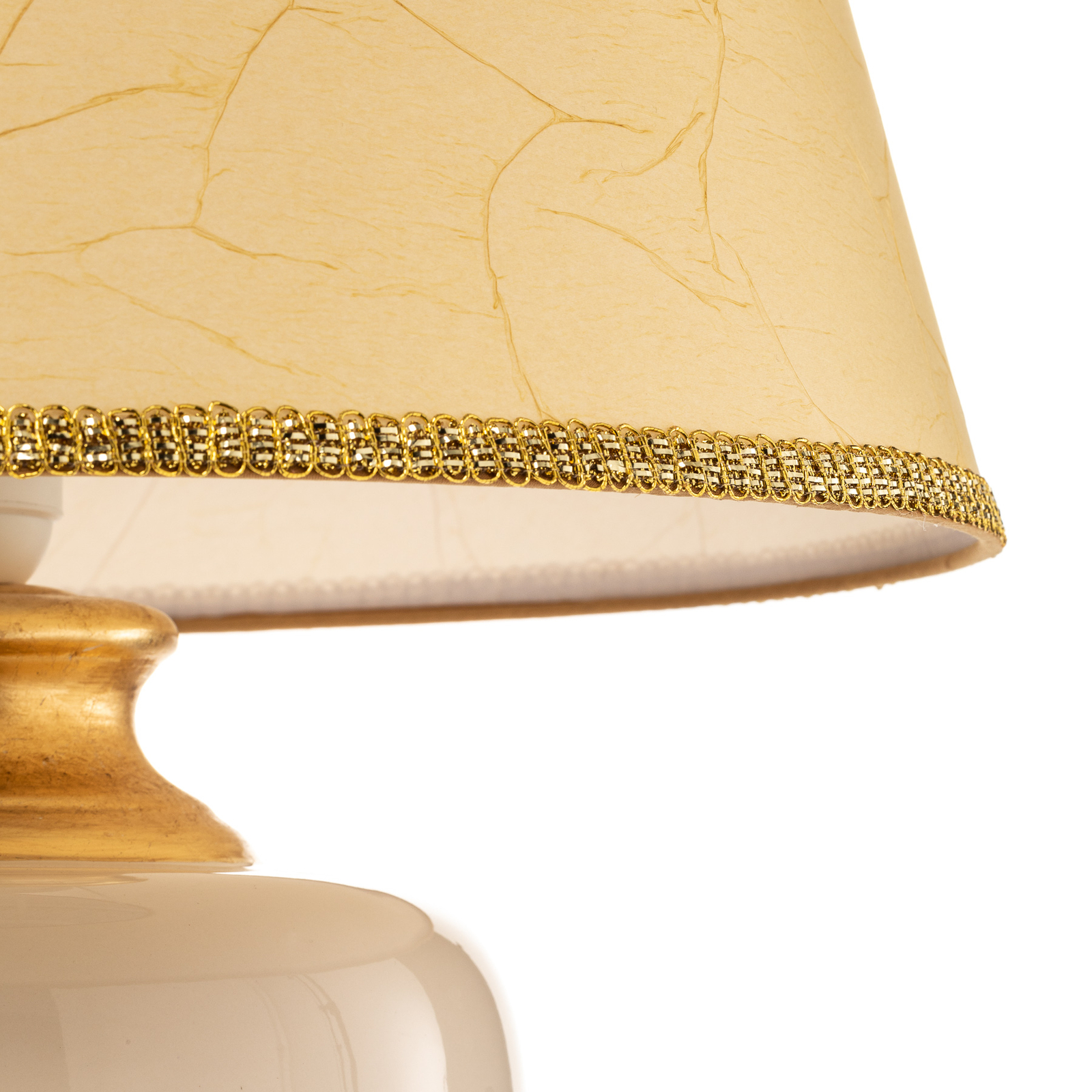 Lámpara de mesa Mozart en marfil/oro