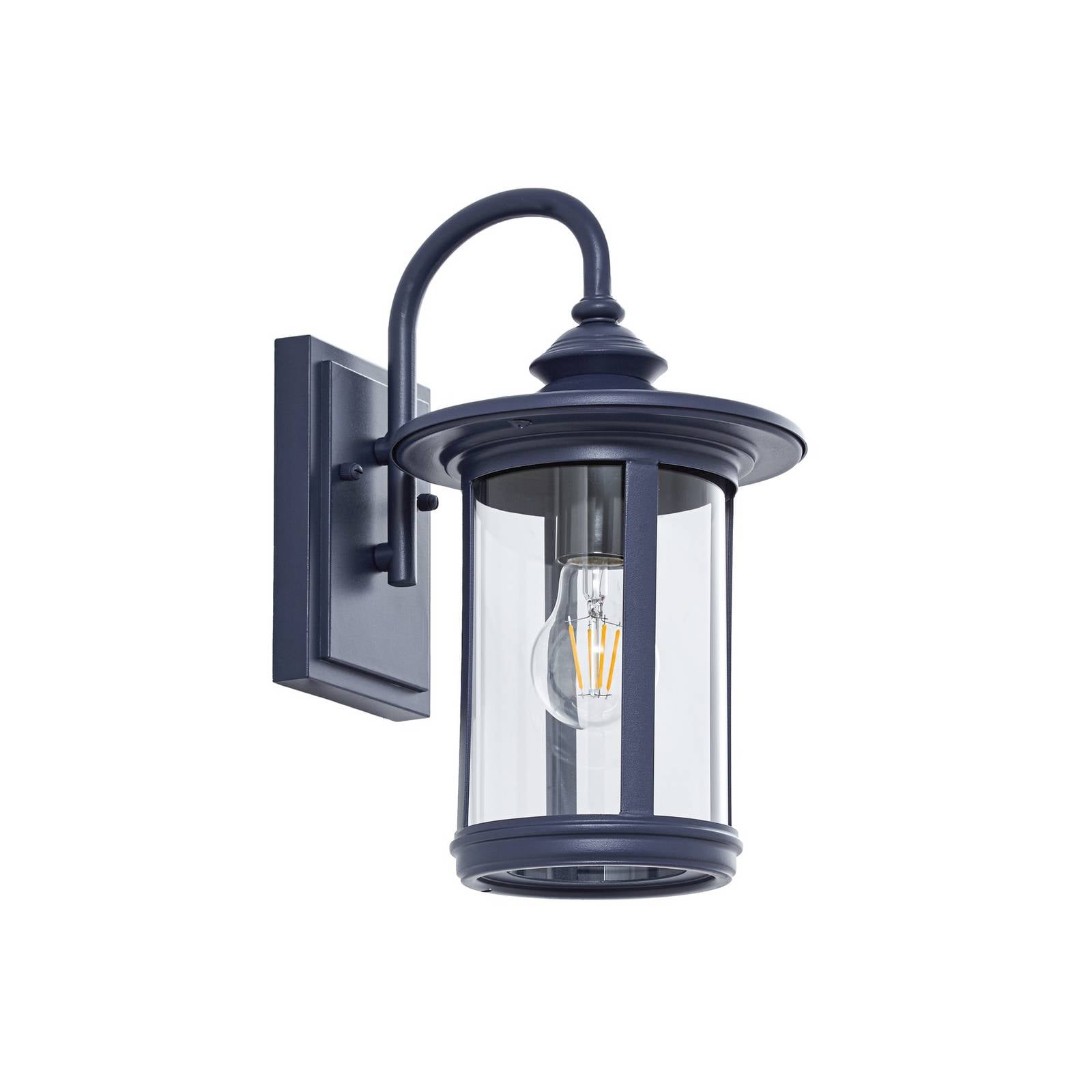 Lindby Außenwandleuchte Zayn, blau, Glas, Höhe 33 cm, IP23