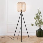 Stehlampe Bordesley Dreibein mit Holzschirm