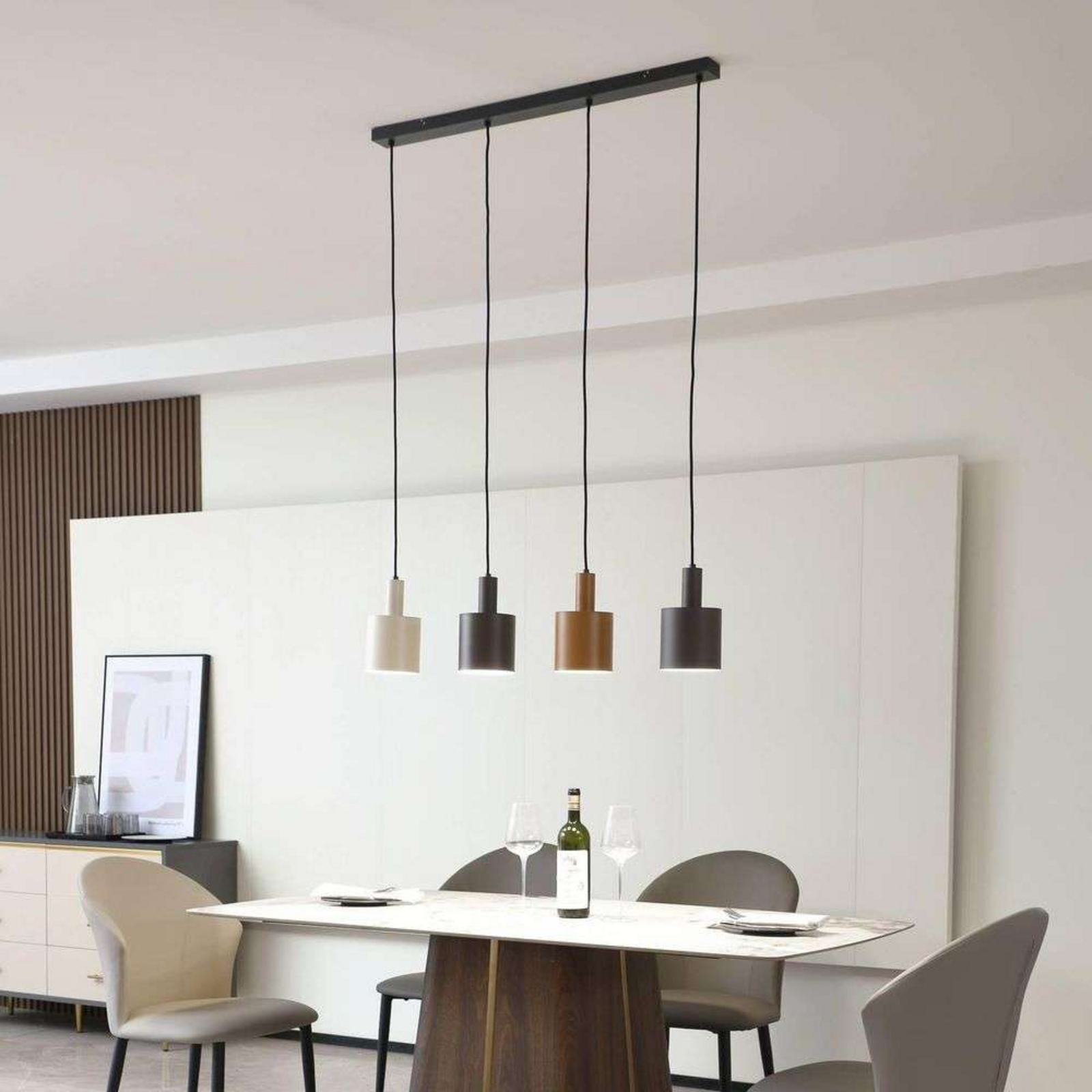 Ovelia 4 Lustră Pendul Black/Brown/Beige - Lindby