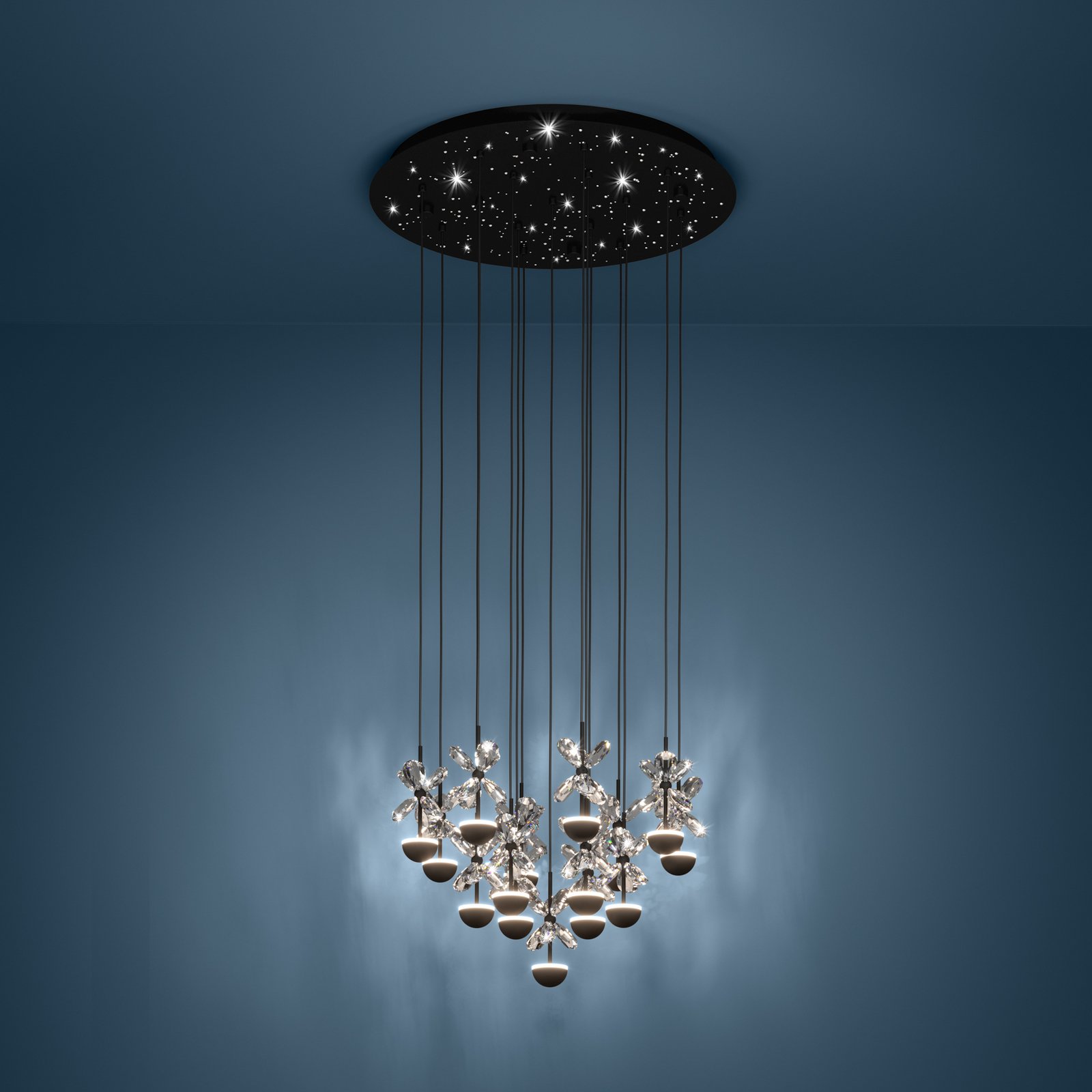 EGLO Stars Of Light Żyrandol LED Pianopoli czarny Ø 50 cm