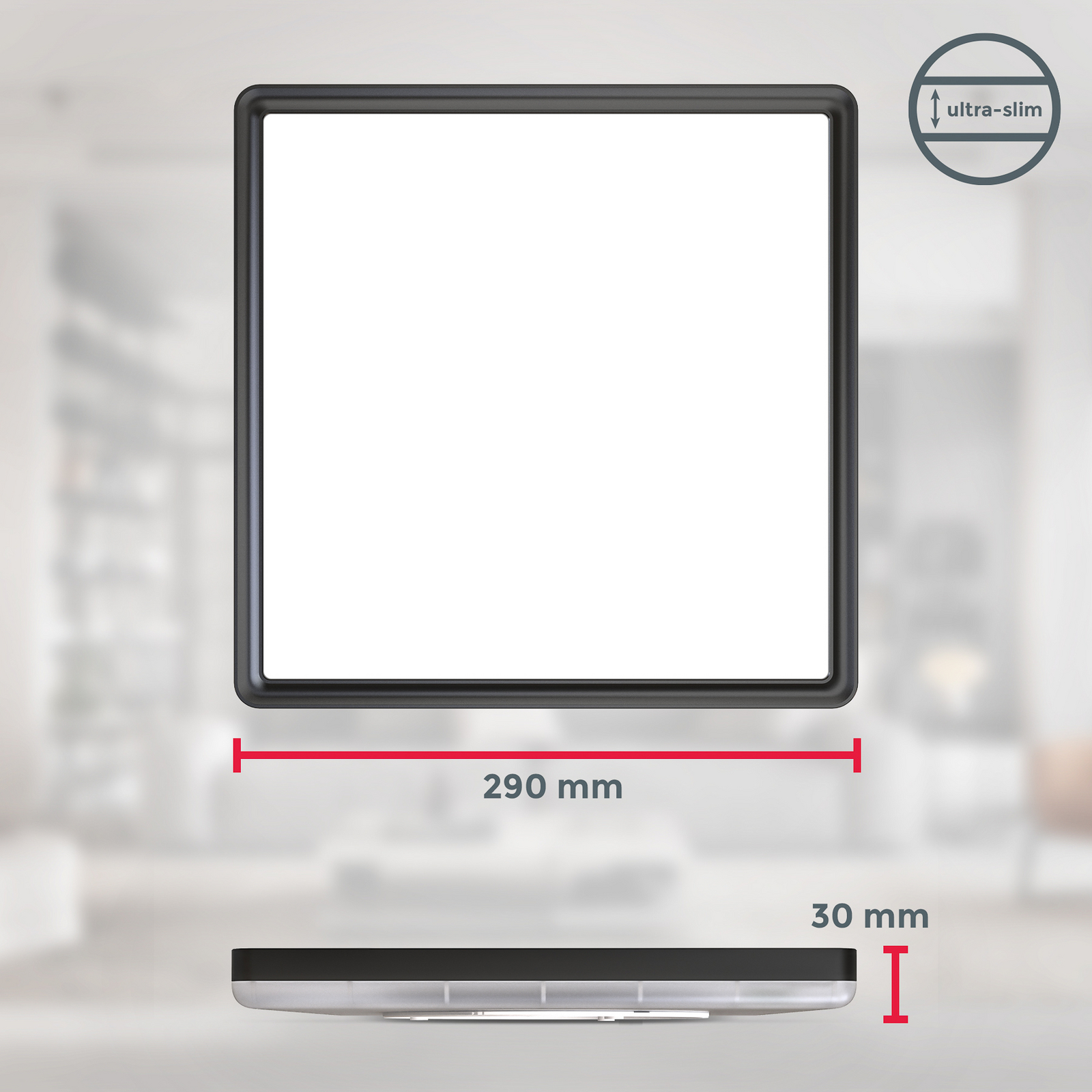 LED paneel Slim met afstandsbediening RGBW, 29 x 29 cm, zwart,