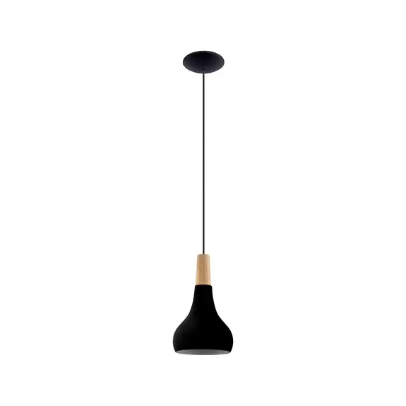 Lampenwelt Hängeleuchte Sabinar, 1-flammig, schwarz, Ø 18 cm