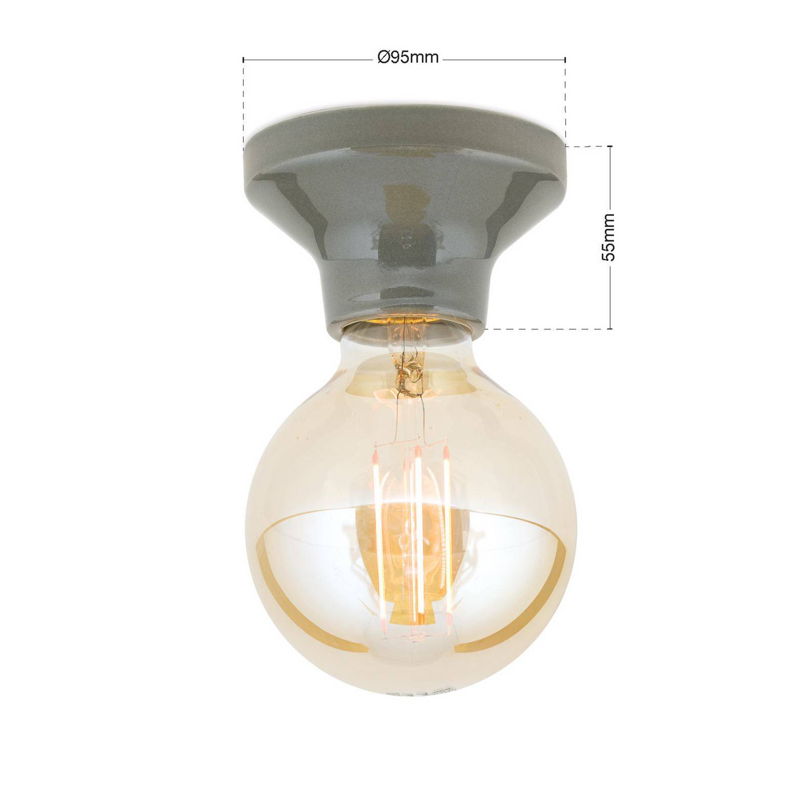 Lampa sufitowa Frost, szara, ceramiczna, E27