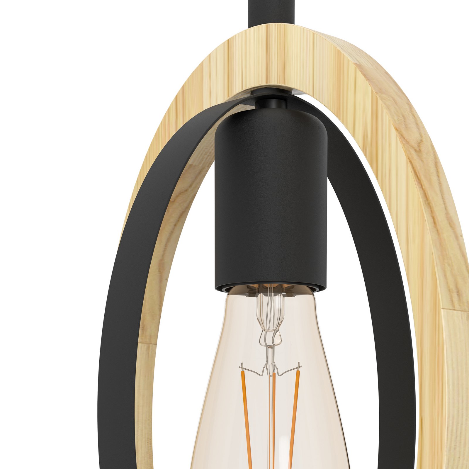 Suspension Basildon en bois/acier, à 1 lampe