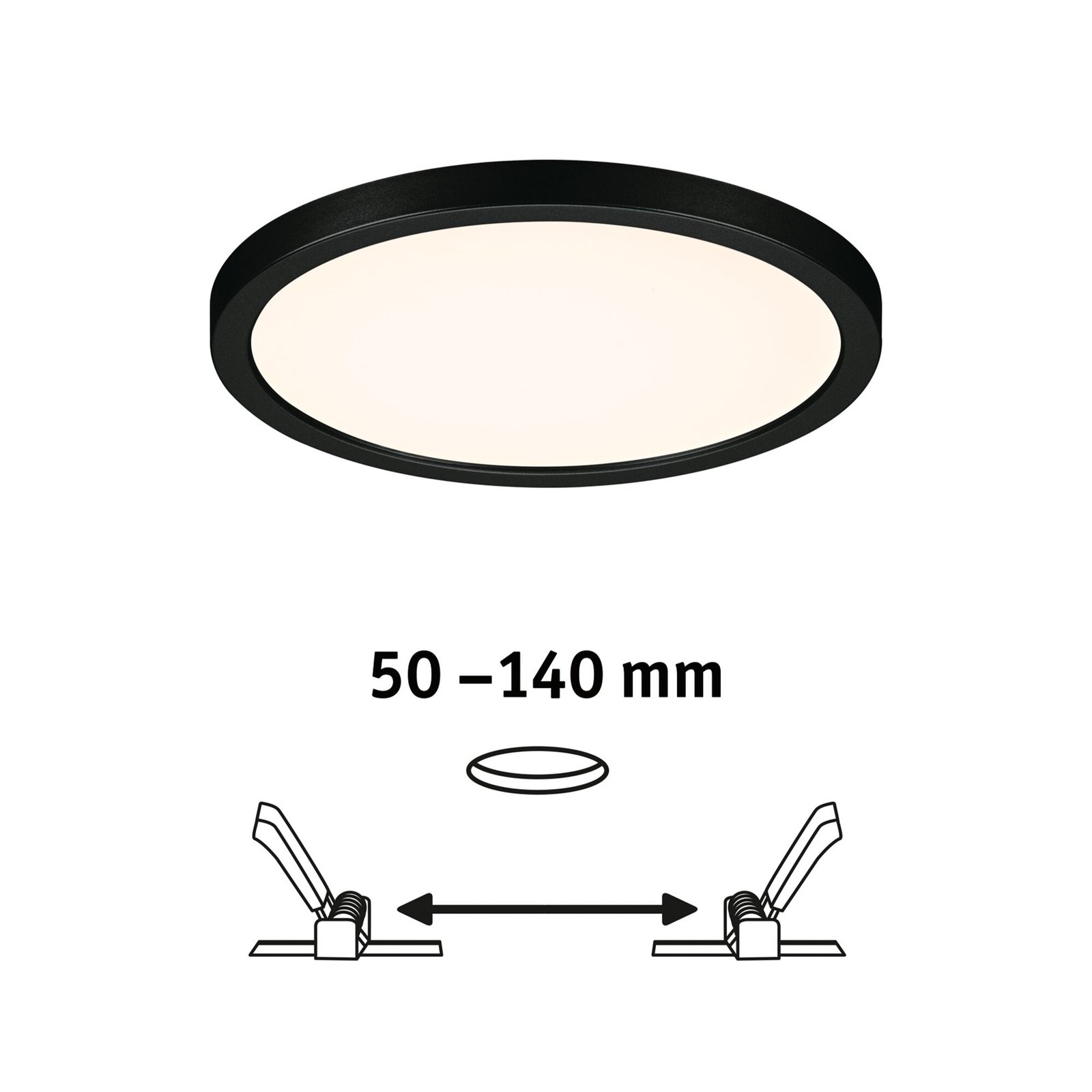 Paulmann Areo LED panel okrúhly čierny 3000K Ø17,5cm