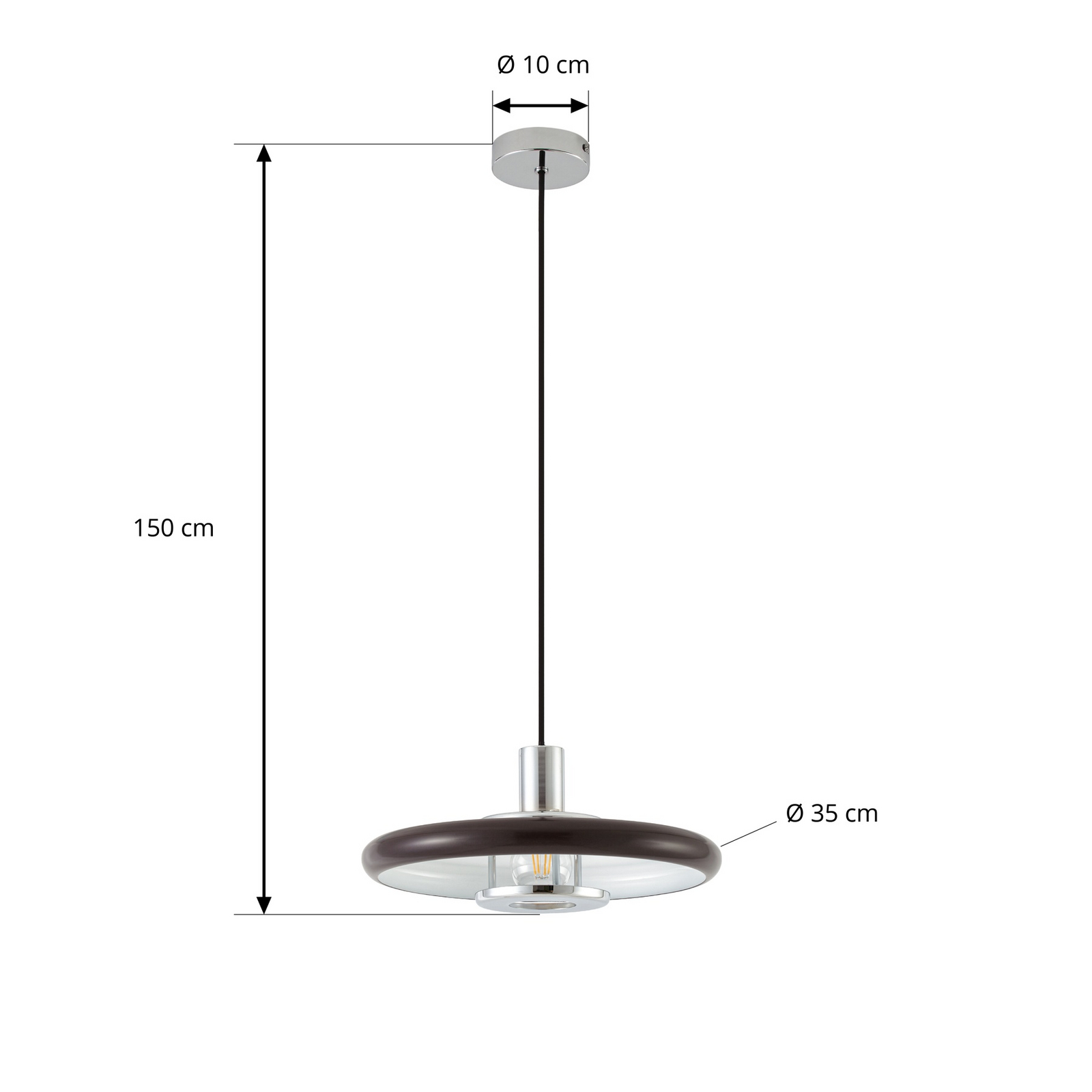 Suspension Lindby Branford, style rétro, Ø 35 cm, marron, métal Suspension Lindby Branford, style rétro, Ø 35 cm, marron, métal