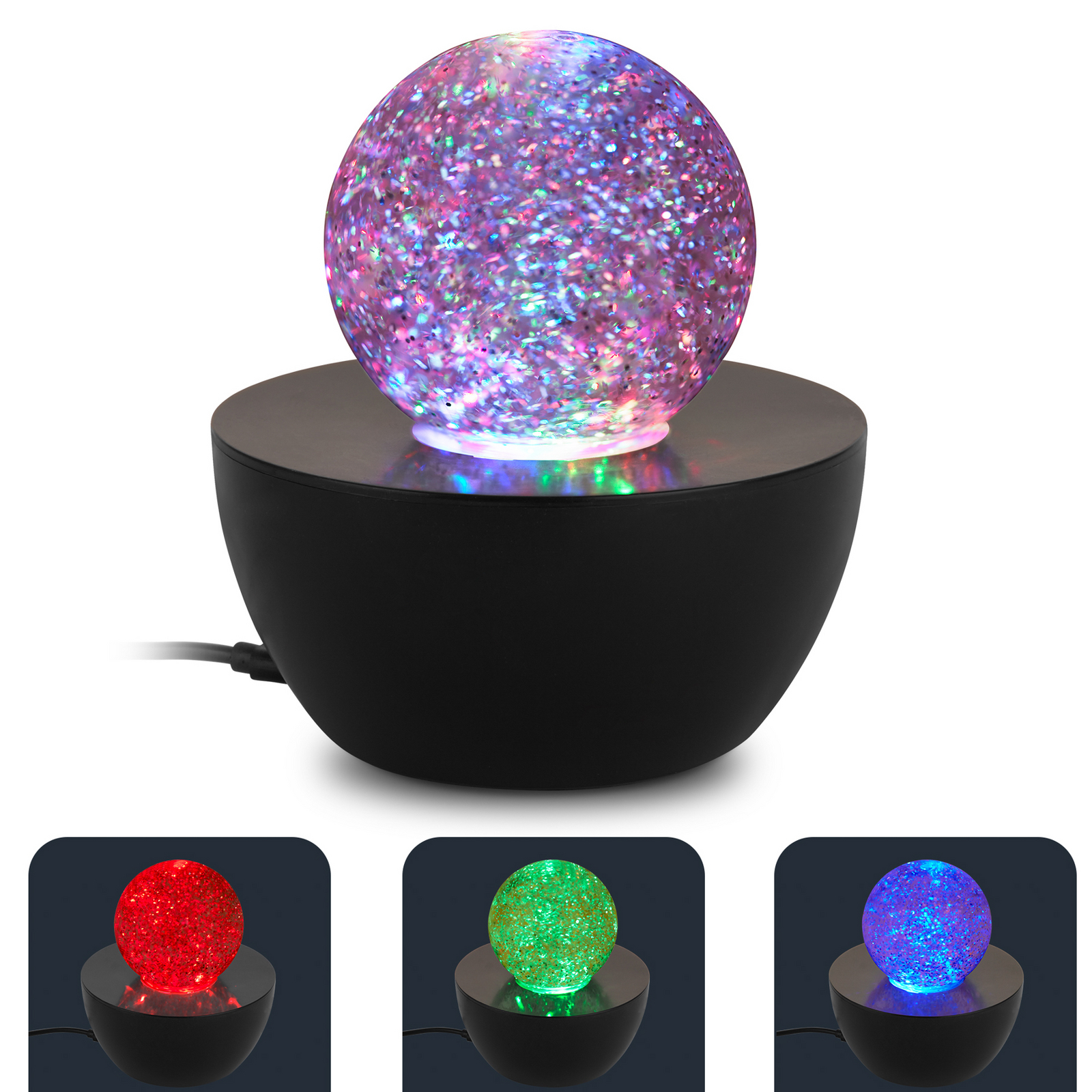 Lampa stołowa LED „Glitter”, czarna/przezroczysta, RGB, średnica 12 cm Lampa stołowa LED „Glitter”, czarna/przezroczysta, RGB, średnica 12 cm