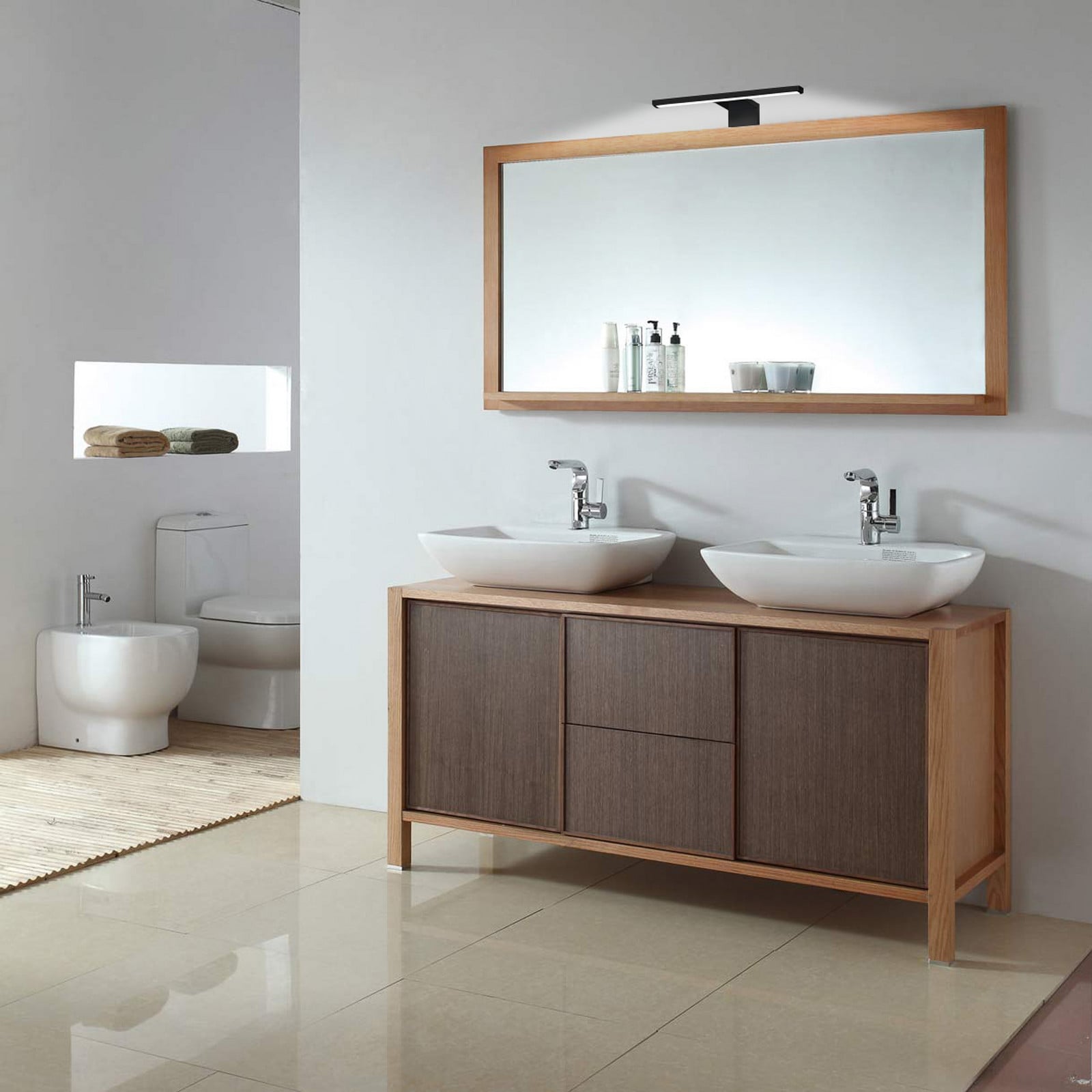 B.K. Licht Lampa cu oglindă LED Bill lățime 30 cm negru metal 4.000 K - Baie - Modern