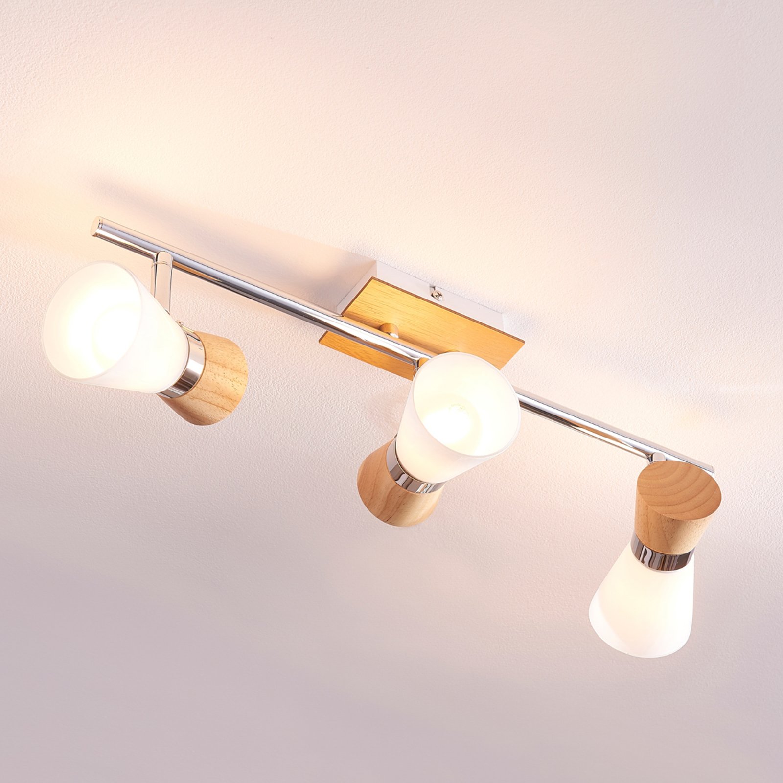 Vivica - 3-punktowa lampa sufitowa z drewna