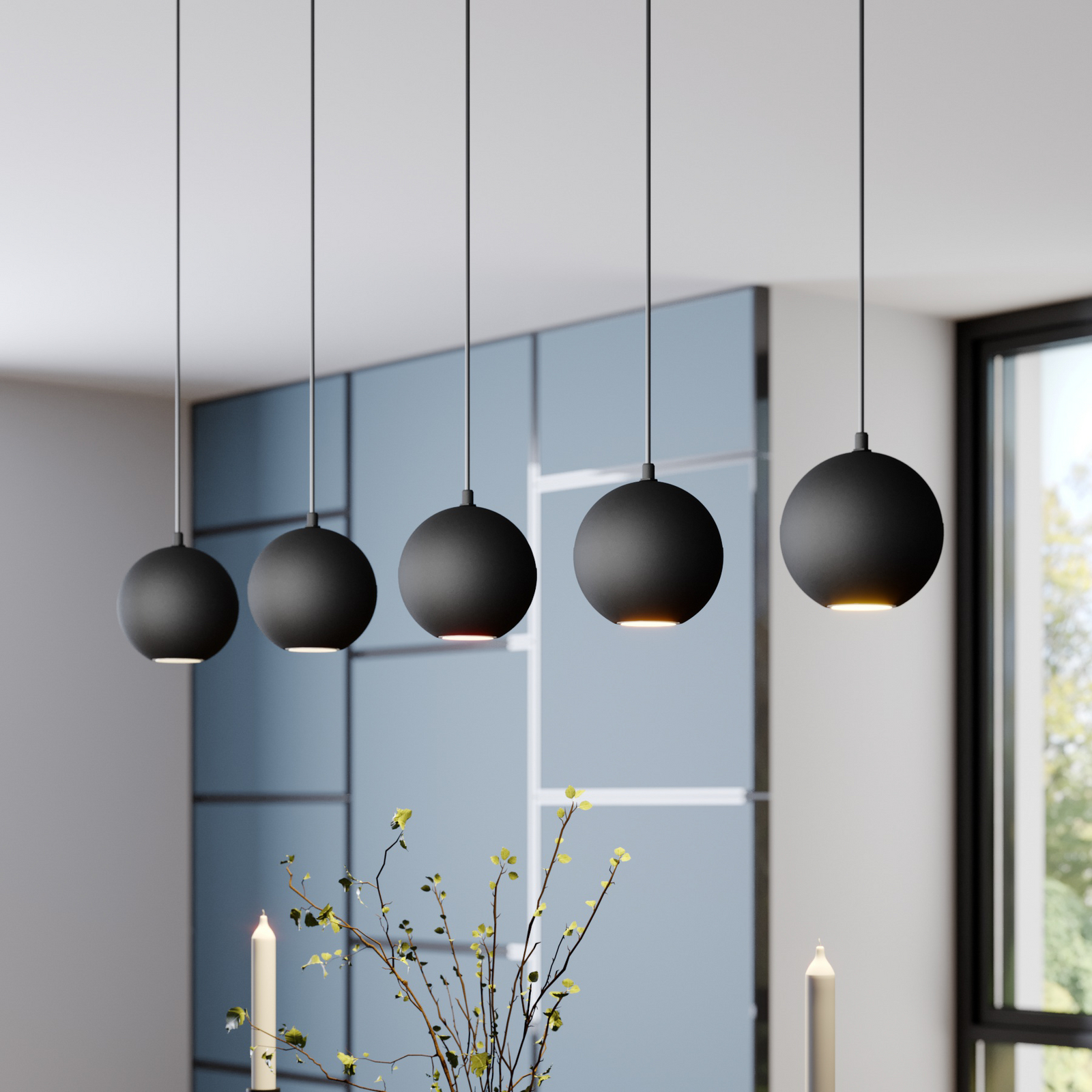 Suspension Midnight noire, 5 lampes