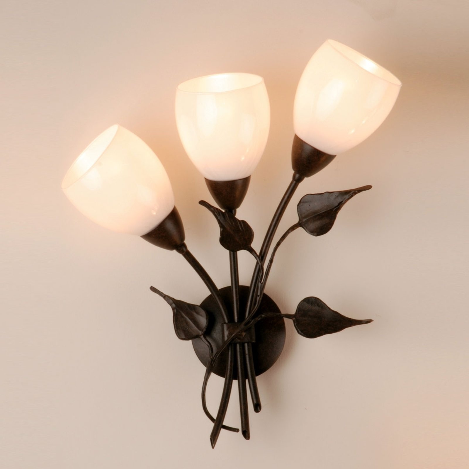 Vegglampe CHALET med blomsterdekor, glasstulipaner