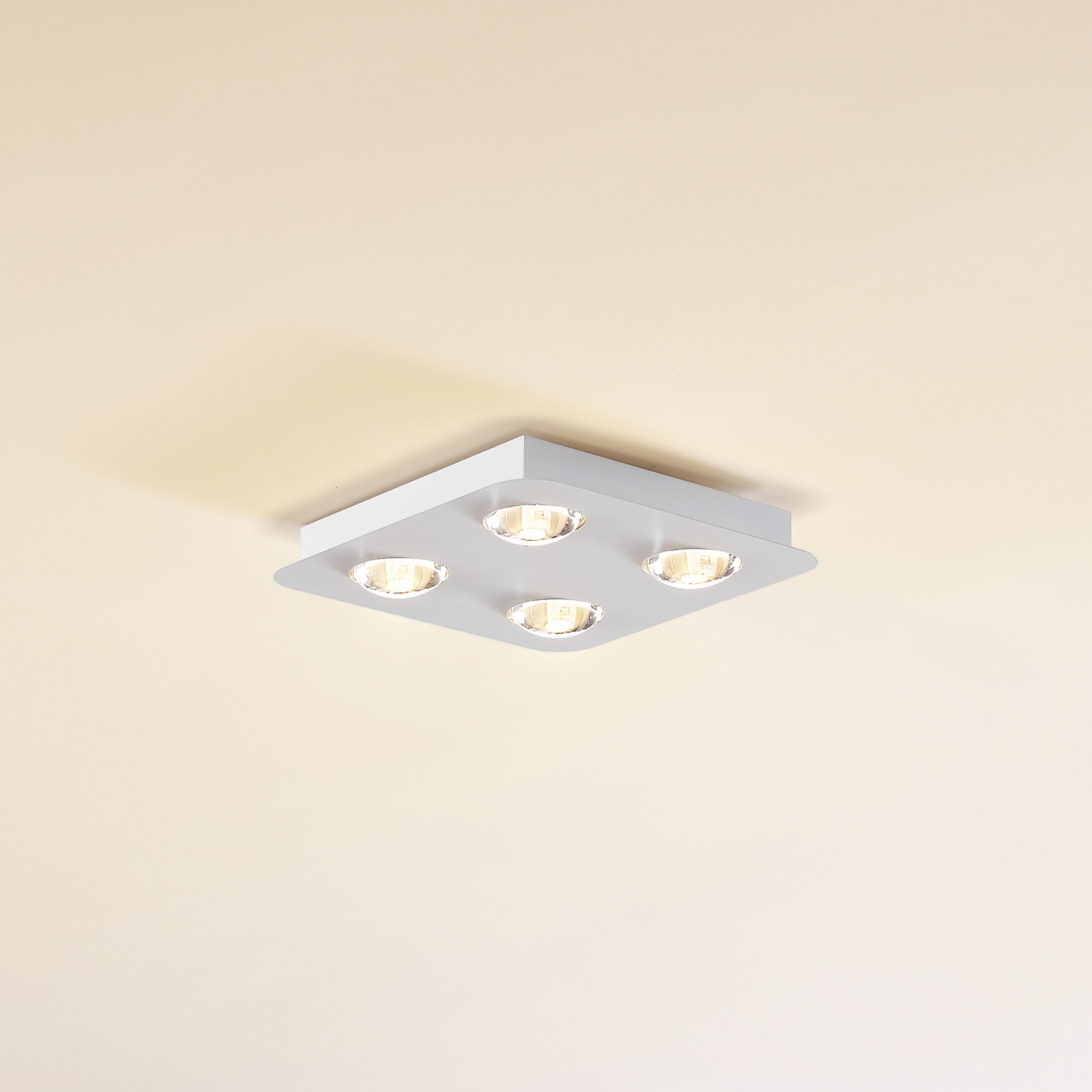 Lindby LED griestu gaisma, 25 x 25 cm, balta matēta