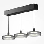 LED viseća svjetiljka FLOAT, siva/crna, 3 svjetla, 68 cm, staklo/metal