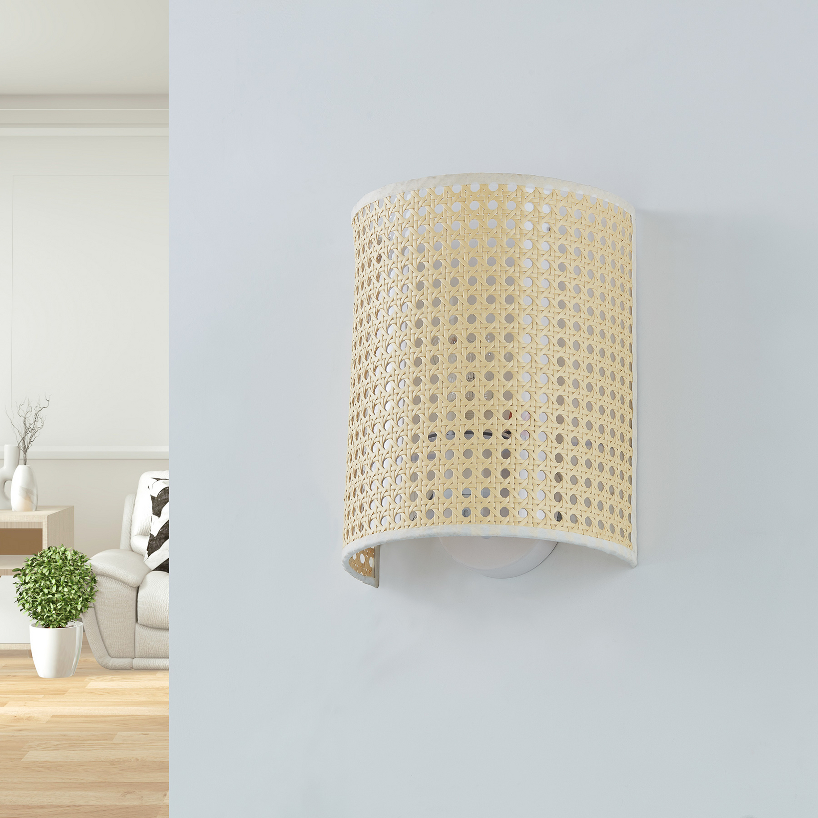 TRIVIDHA Wandleuchte Holz - Moderne Bambus Lampe Mit G9 Fassung