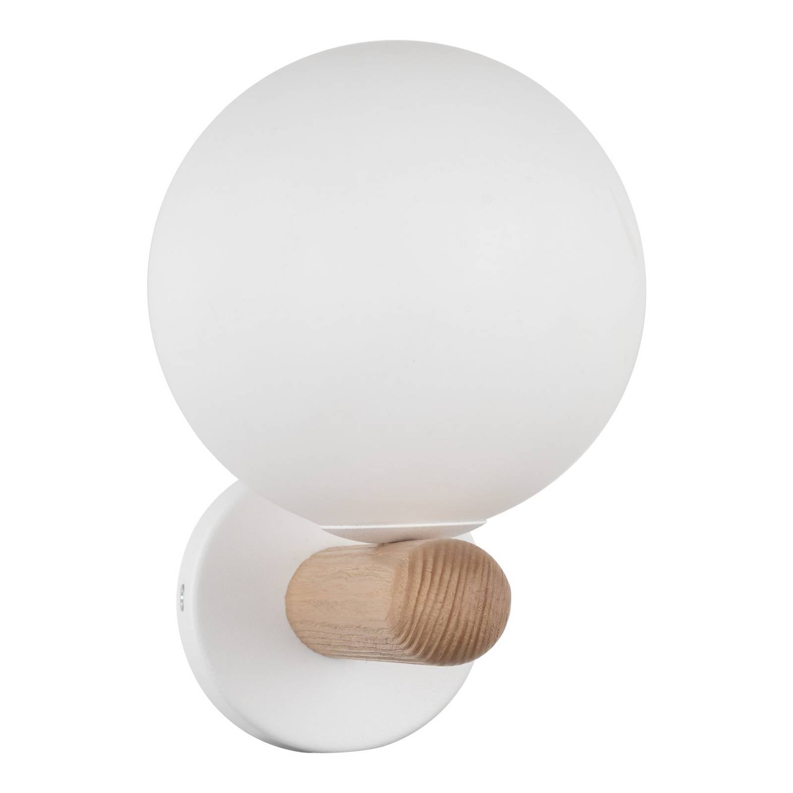 Wandleuchte Estera, weiß/holzfarben, Glas, Ø 12 cm, G9