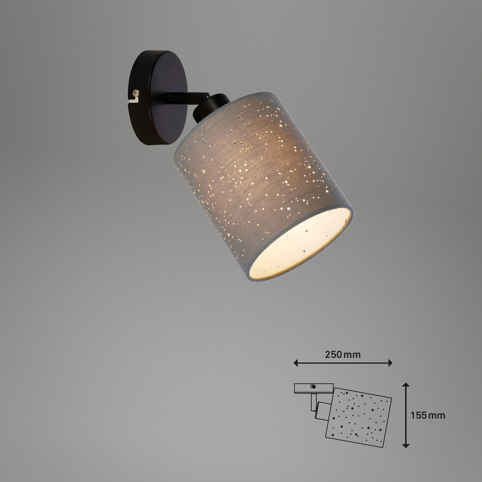 Stofa wall spotlight with star effect 1-bulb, grey