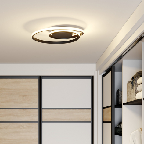 Lindby Kyron LED-Deckenlampe, schwarz matt