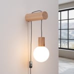 Nimbi wall light, light wood, height 67 cm, wood/glass
