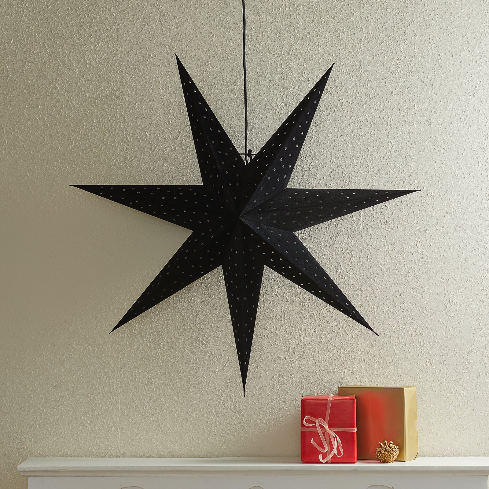 Star Clara for hanging, velvet look Ø 75 cm, black