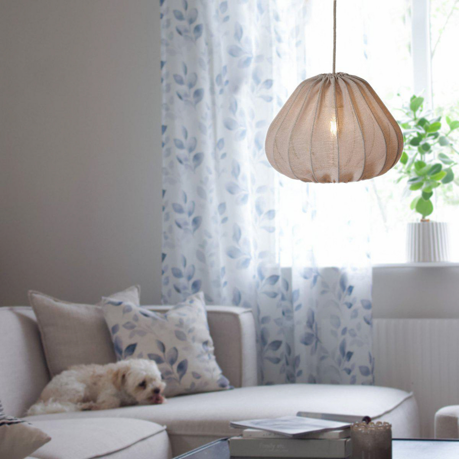 PR Home Hängeleuchte Sienna, beige, Höhe 28 cm, Stoff