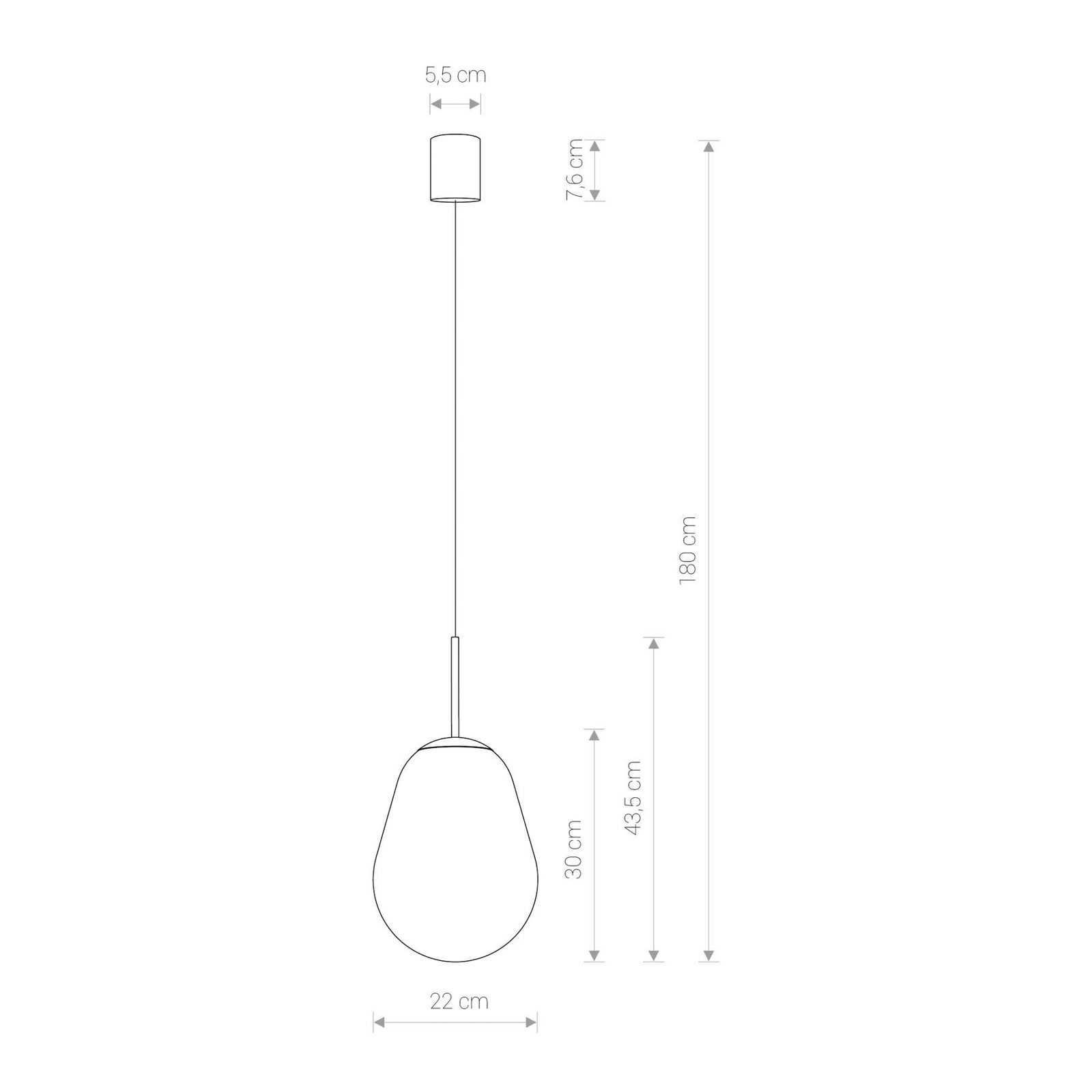 Peer hanglamp van glas, messing/helder, hoogte 30cm