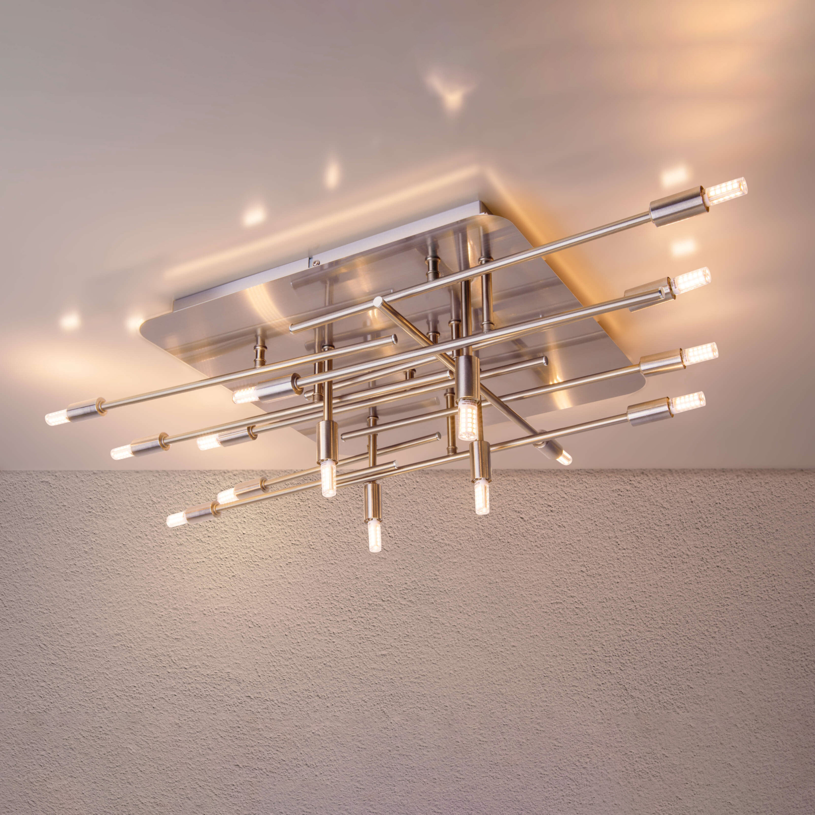 Ancona ceiling light, 14-bulb, steel