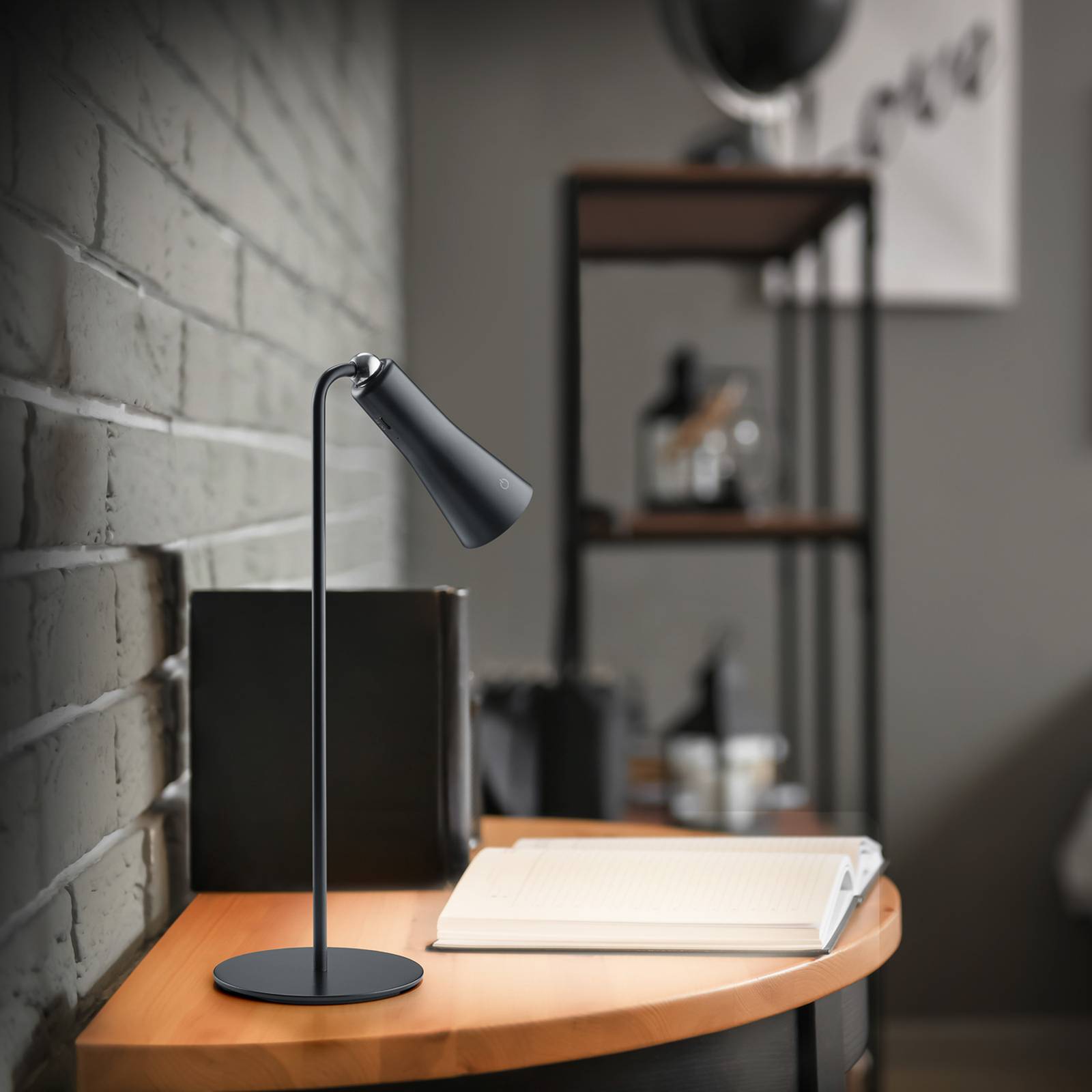 Reality Leuchten Lampe de table LED Maxi avec batterie, noire