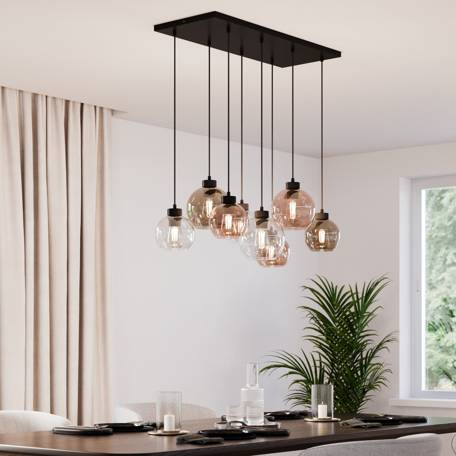 Cubus 8 Pendelleuchte Clear/Smoke/Amber - Euluna