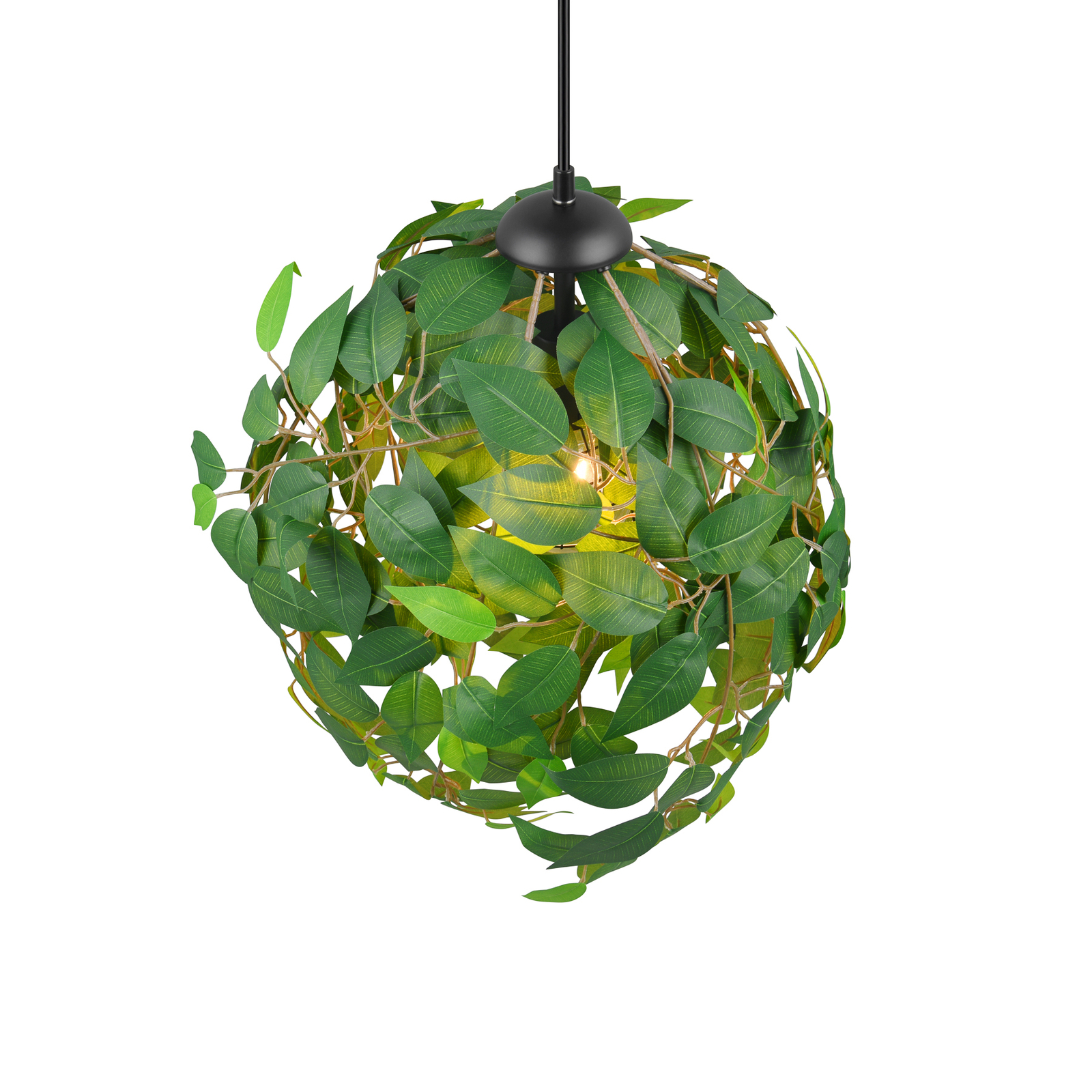 Lámpara colgante Leavy, negro/verde, Ø 38 cm, 1 luz, E27