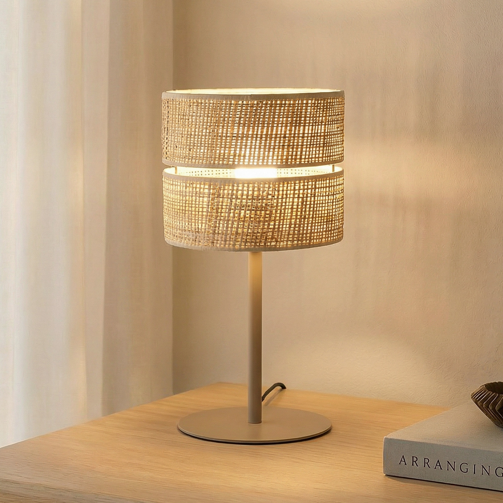 TK Lighting Lampa de masă Calma bej rafia înălțime 38 cm E27 - Camera de zi / sufragerie - Altele