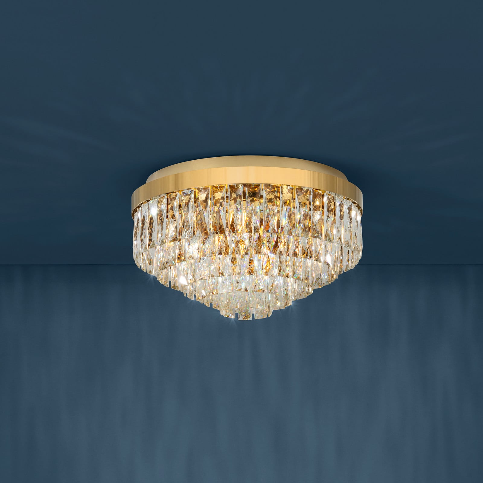 Valparaiso Deckenlampe, gold Ø 48 cm Metall Stars of Light - Wohnzimmer - Glas - Mehrflammig