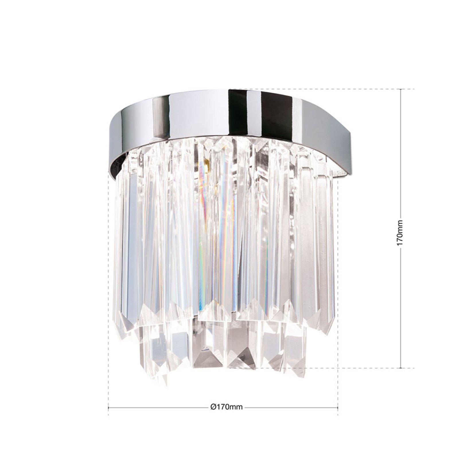 LED wandlamp Prism met up- and downlight, chroom