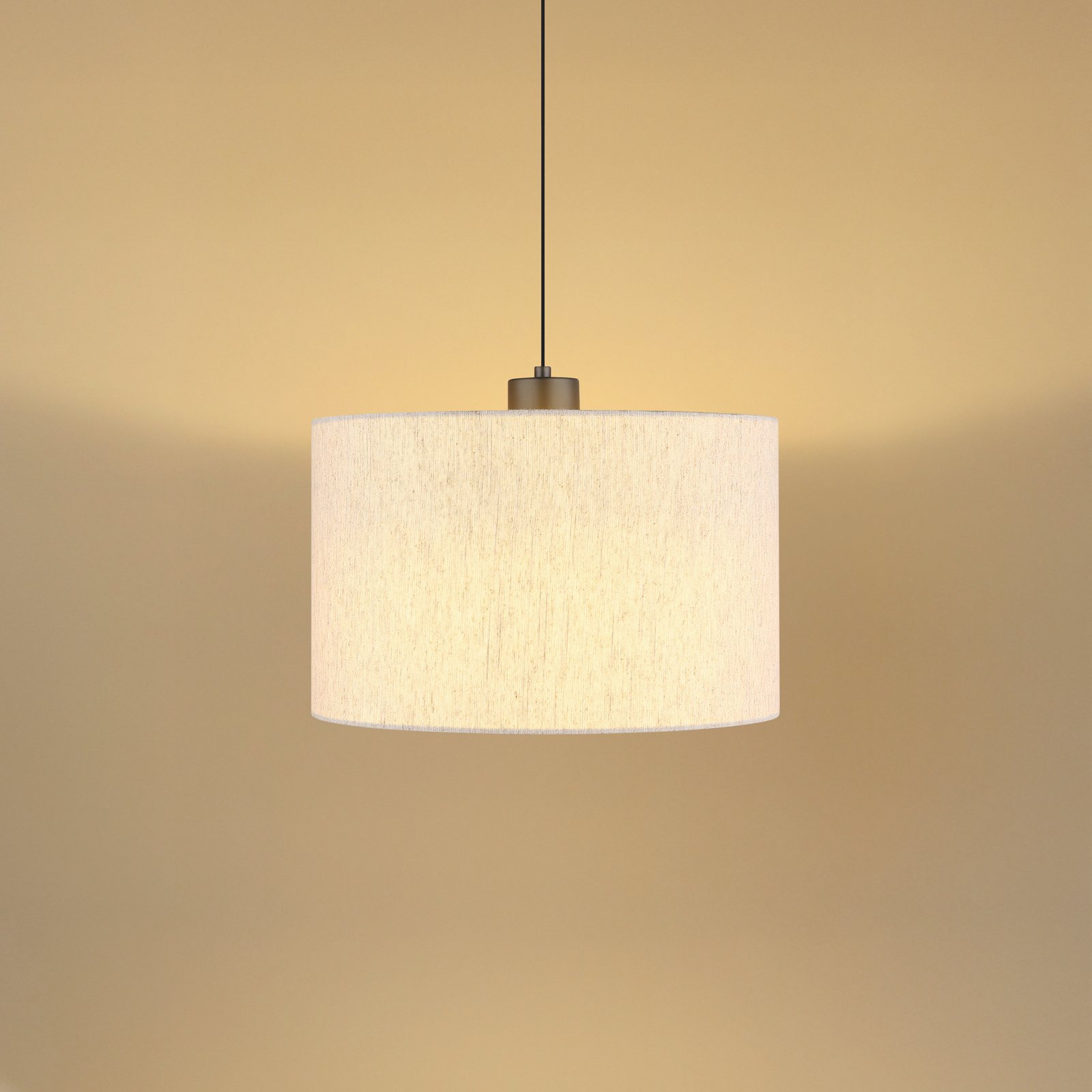 LED pakabinamas šviestuvas „Thea“, kreminės/matinės juodos spalvos, linas, Ø 35