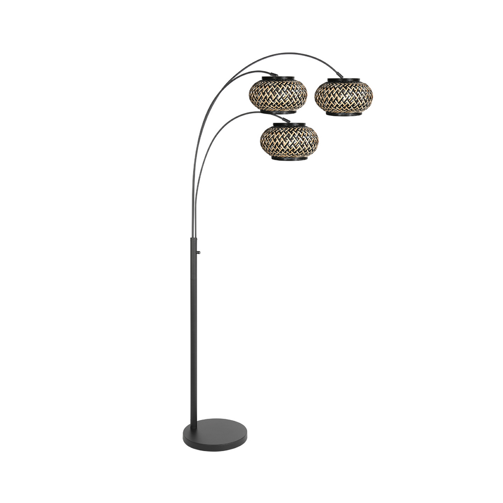 Nox Light álló lámpa, 3 izzós, fekete, bambuszfonat, E27