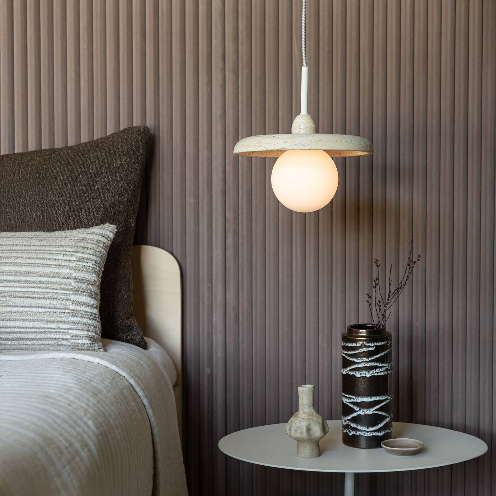 IT´S ABOUT ROMI IT'S ABOUT ROMI hanglamp Tivoli, Ø 25 cm, wit, travertijn