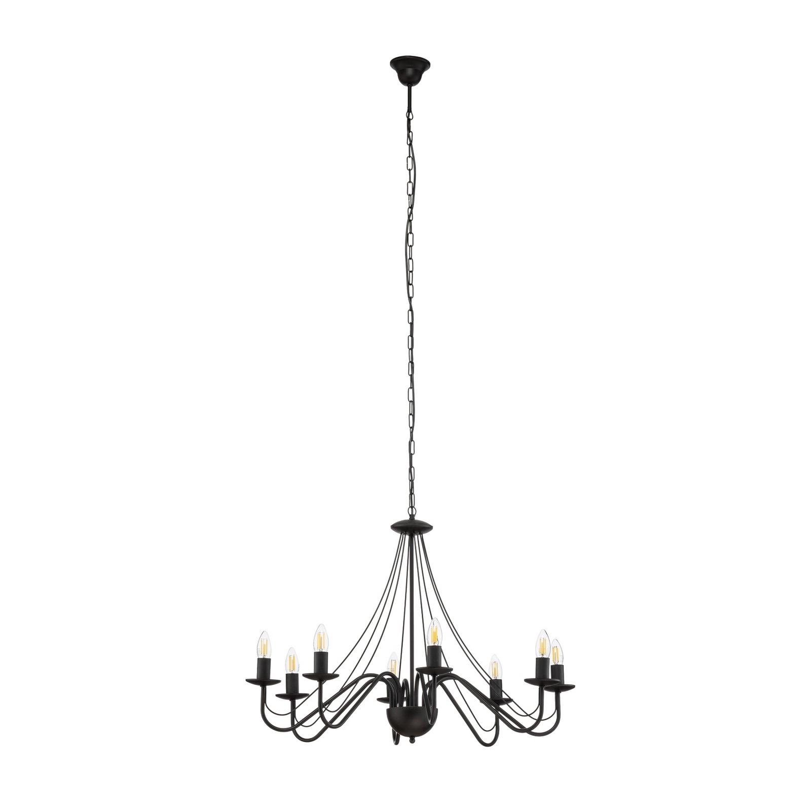 Kronleuchter Malbo, schwarz, Metall, 8-flammig, E14